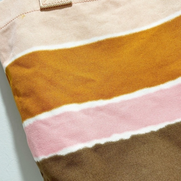 J CREW Women’s Orange Ombré Stripe Heavy Canvas Tote Travel Beach 17” X 13” - Picture 6 of 14